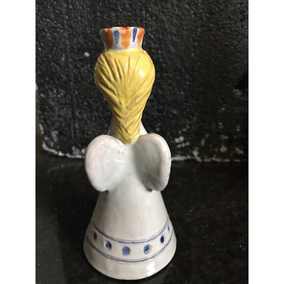 Vtg Hungarian Candle Holder Folkloric Ceramic Hand Painted Angel Miniature Taper - Picture 3 of 10